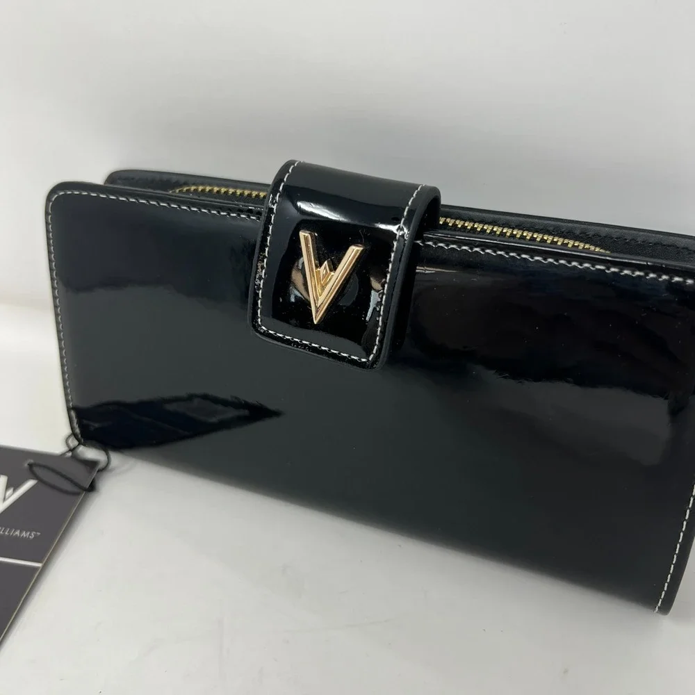 Vanessa Williams Black‎ Patent Leather Wallet NEW With Tag